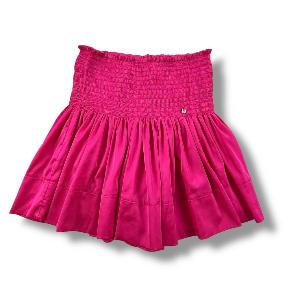 Natural Life Hot Pink Smocked Mini Skirt Daisy Charm XS Boho Festival